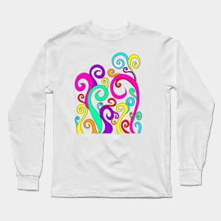 Pretty Colorful Funky Swirling Rainbow Spirals Pattern, made by EndlessEmporium Long Sleeve T-Shirt